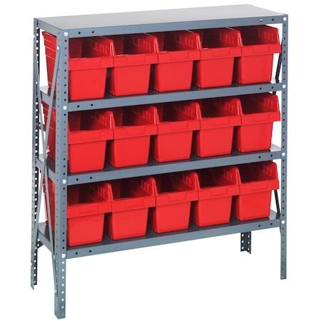 Quantum Storage Systems Store-Max 8" Shelf Bin Steel Shelving Systems 1839-SB804RD